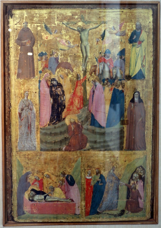 Giovanni baronzio, crocifissione, sepoltura e discesa al limbo con santi, 1330 ca. 01 - Sailko