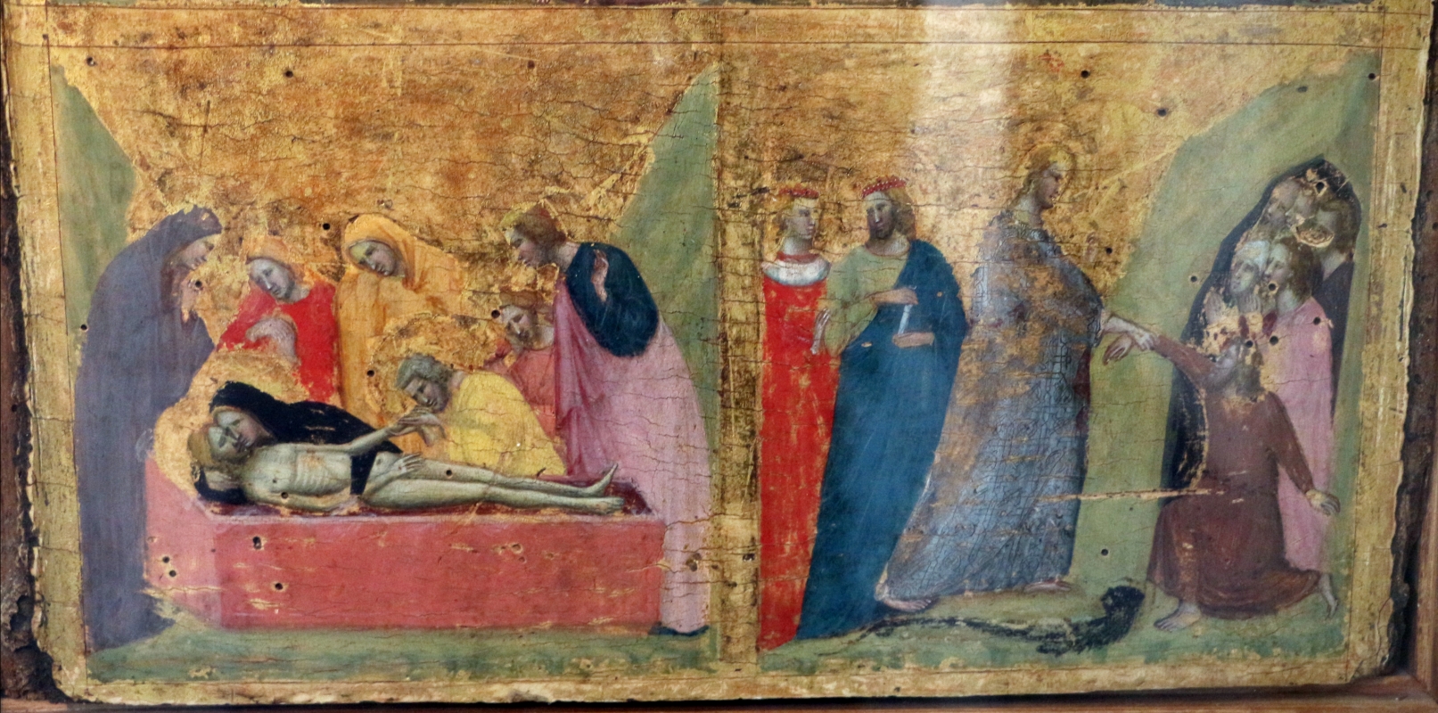 Giovanni baronzio, crocifissione, sepoltura e discesa al limbo con santi, 1330 ca. 02 - Sailko