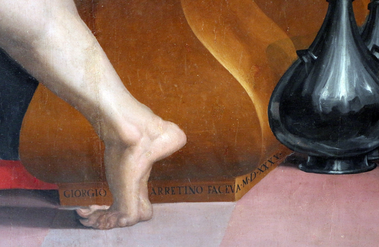 Giorgio vasari, cena in casa di san gregorio magno, 1540, da s. giovanni in bosco, 06 firma - Sailko