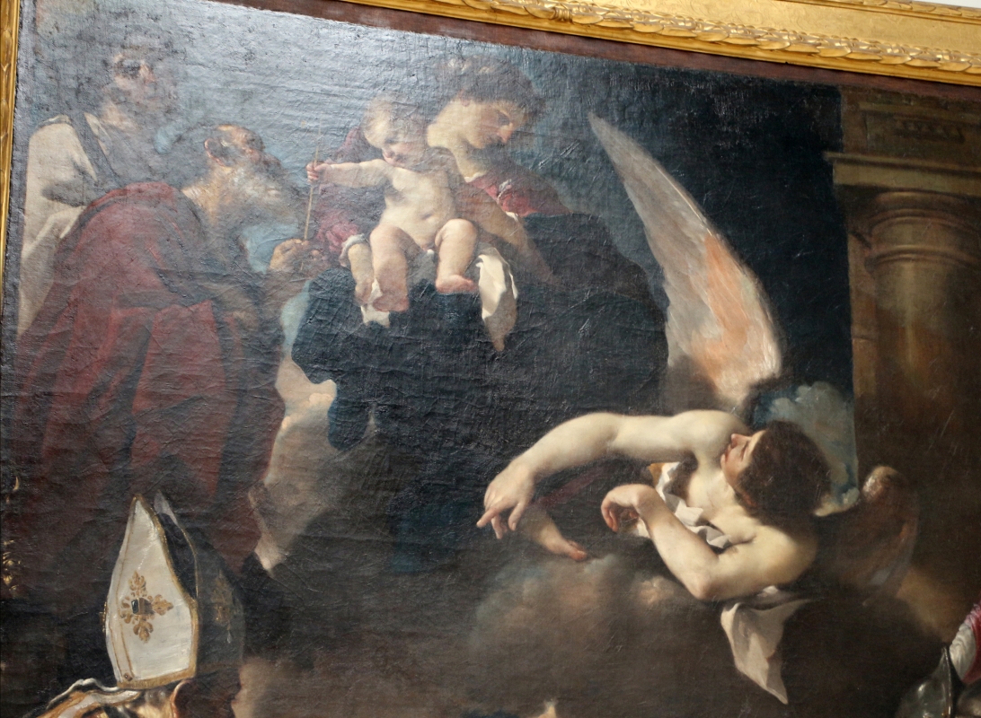 Guercino, san guglielmo riceve l'abito religioso da san felice vescovo, 1620, dai ss. gregorio e siro 02 - Sailko