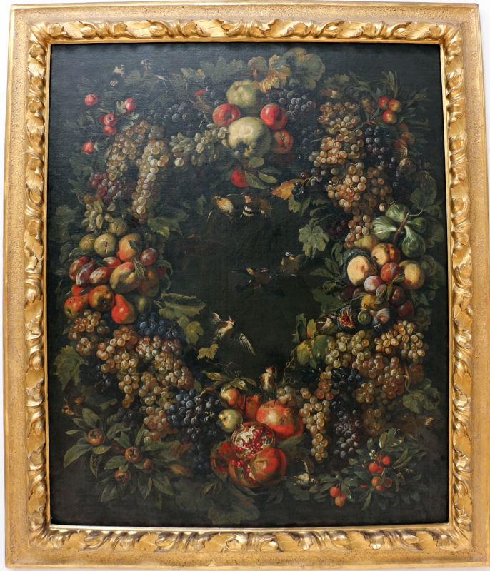 Michelangelo cerquozzi, ghirlanda di frutta e uccelli, 1646 ca., coll. zambeccari - Sailko