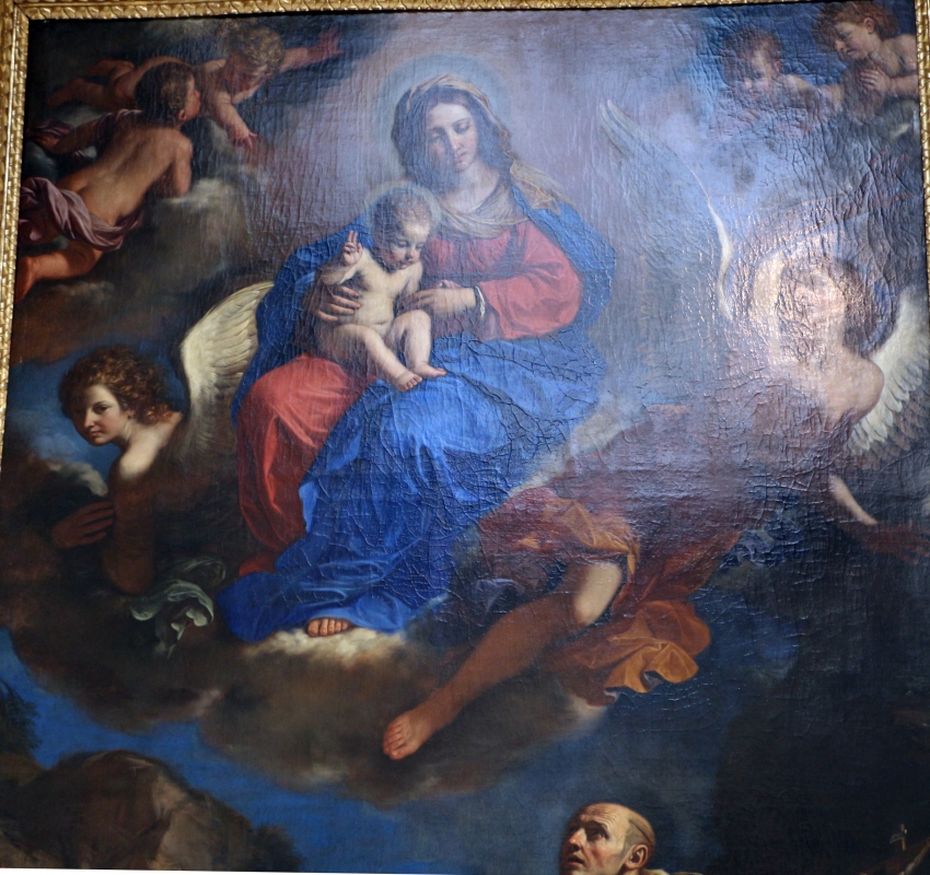 Guercino, san bruno in adorazione della madonna in gloria, 1647, da s. girolamo della certosa 02 - Sailko