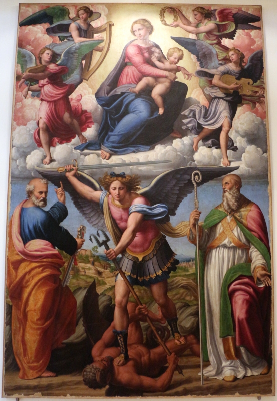 Innocenzo da imola, madonna in gloria e tre santi, 1517-22, da s. michele in bosco 01 - Sailko