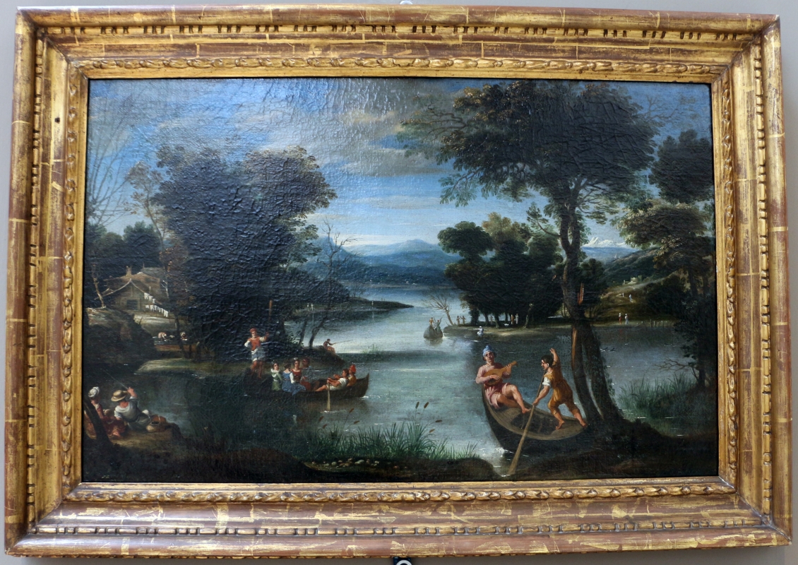 Domenichino, paesaggio con fiume e barche - Sailko