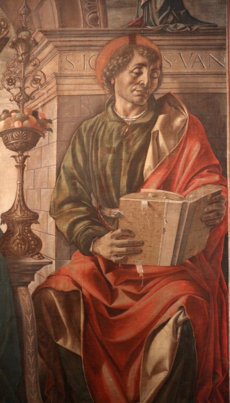 Francesco del cossa, pala dei mercanti, col committente alberto de' cattanei, 1474, 08 - Sailko