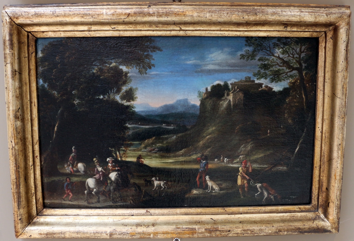 Domenichino, paesaggio boscoso con scena di caccia - Sailko