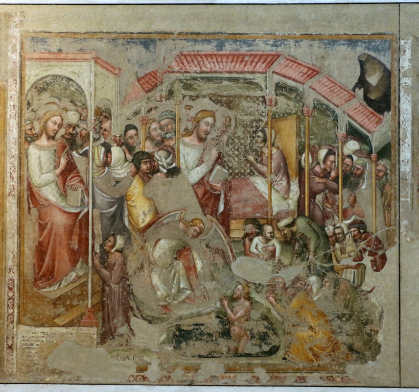 Simone dei crocifissi e jacobus, guarigione del paralitico, 1350-60 ca., da oratorio di mezzaratta - Sailko