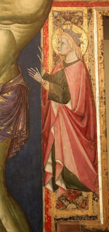 Maestro dei crocifissi francescani e jacopo di paolo, crocifisso con la madonna, angeli, s. francesco e s. elena, 1254 ca., da s.maria in borgo s. pietro 02,2 - Sailko