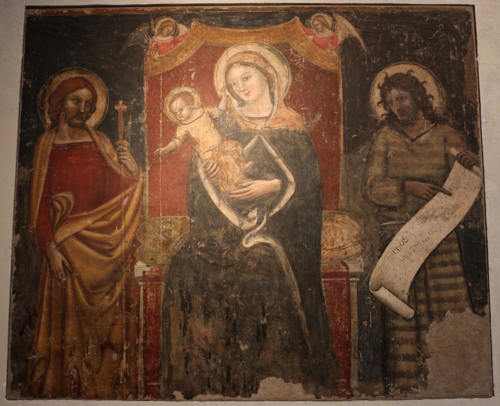 Jacopo da bologna, madonna col bambino tra i ss. jacopo e g. battista, 1350-60 ca., da s. giacomo maggiore - Sailko