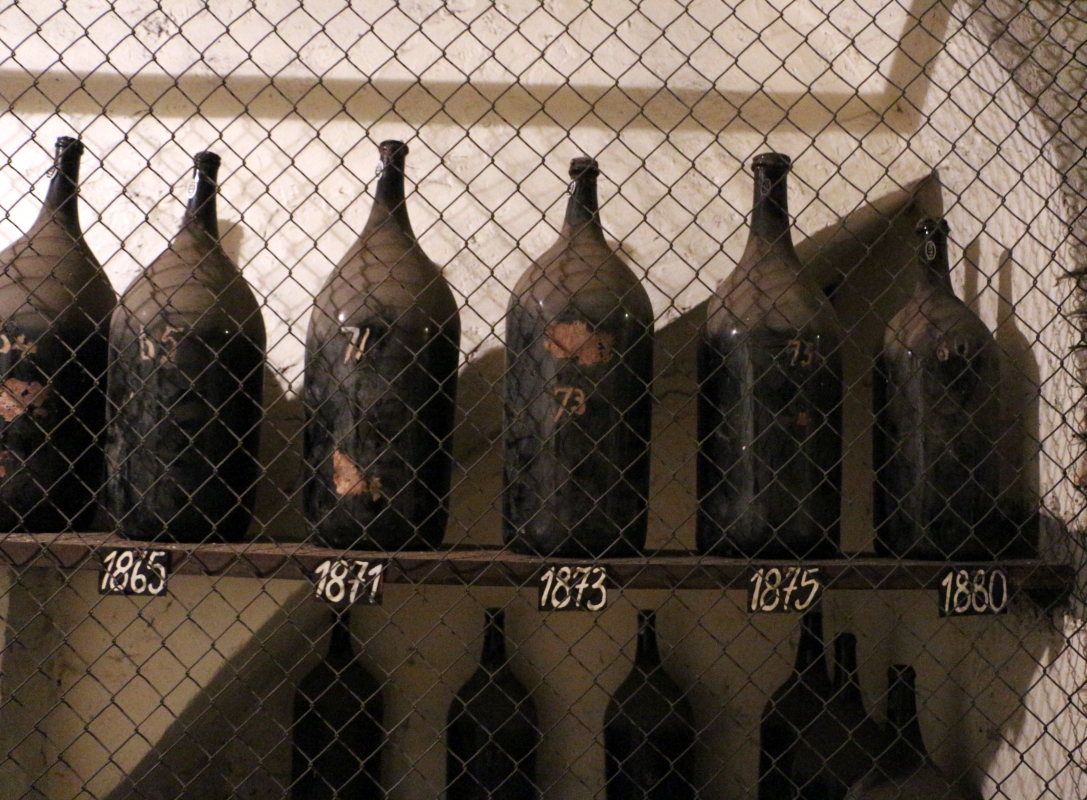 Imola, palazzo tozzoni, cantine, bottiglioni di vino dal 1845 al 1910, 02 - Sailko