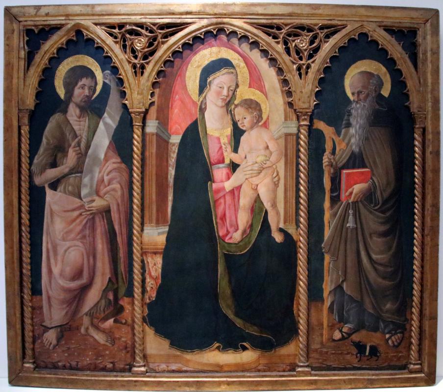 Cristoforo di Benedetto, La Madonna col Bambino e i santi Antonio abate e Giovanni battista, 1460 circa 01 - Mongolo1984