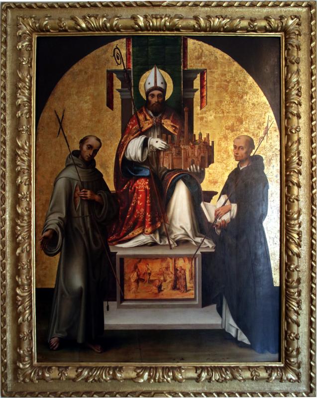 Lorenzo Costa, San Petronio in trono fra i ss. Francesco e Domenico (1502) 01 - Mongolo1984