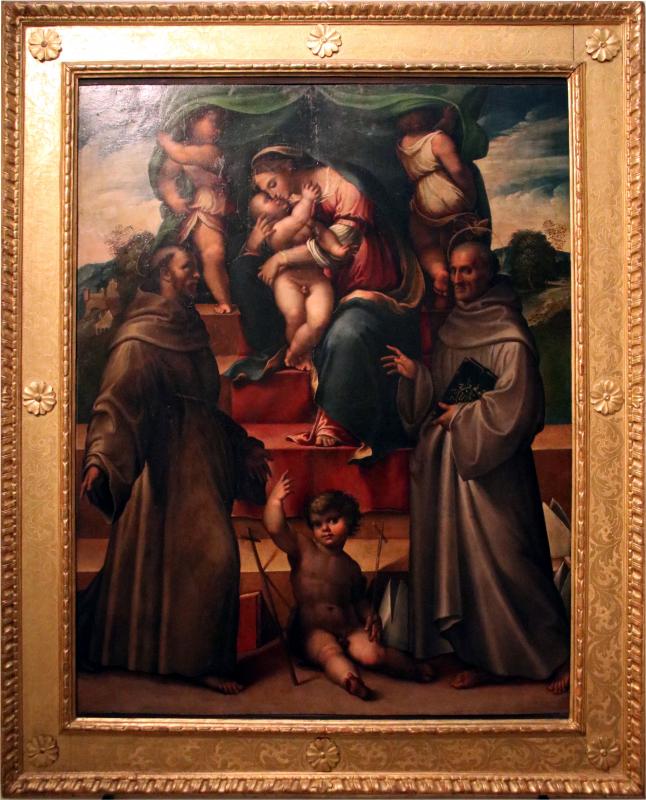 Girolamo Marchesi detto il Cotignola, Madonna in trono e i santi Francesco, Bernardino e Giovannino (1526-28) 01 - Mongolo1984