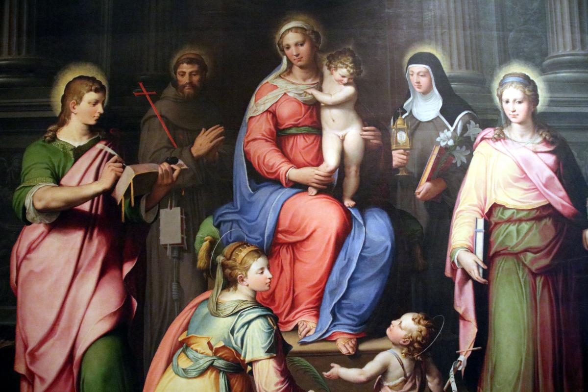 Giovan Battista Ramenghi detto il Bagnacavallo junior, Madonna col Bambino in trono e santi (1550 circa) 03 - Mongolo1984