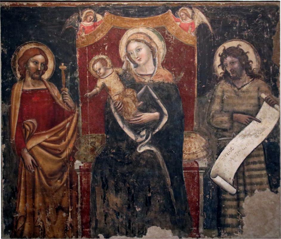 Jacopo da Bologna, Madonna col Bambino in trono fra i santi Giacomo e Giovanni battista, 1350-1360 circa - Mongolo1984