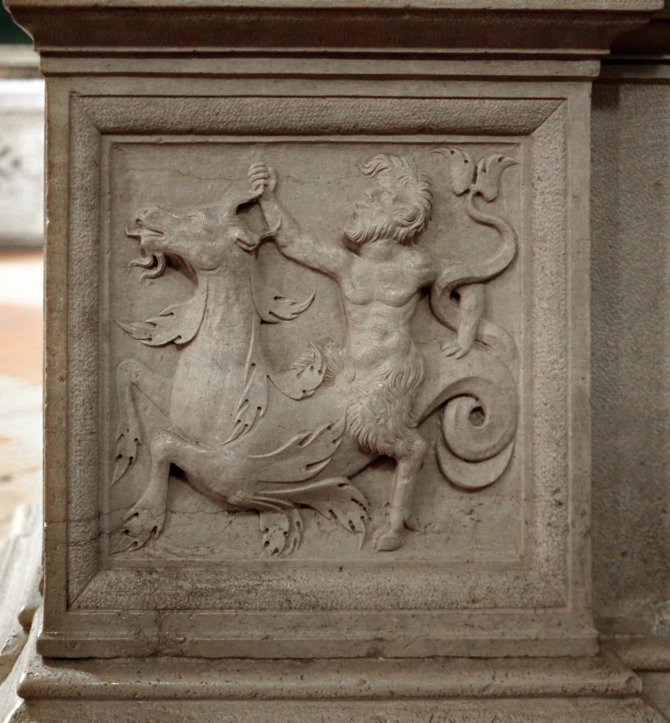 Giacomo bianchi, arco in pietra d'istria, 1536, 05 satiro su bue marino - Sailko