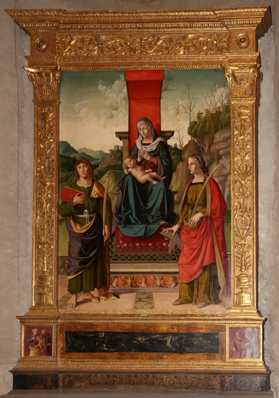 Marco palmezzano, madonna col bambino tra i ss. giovanni ev. e caterina d'a., 15410 ca. 01 - Sailko