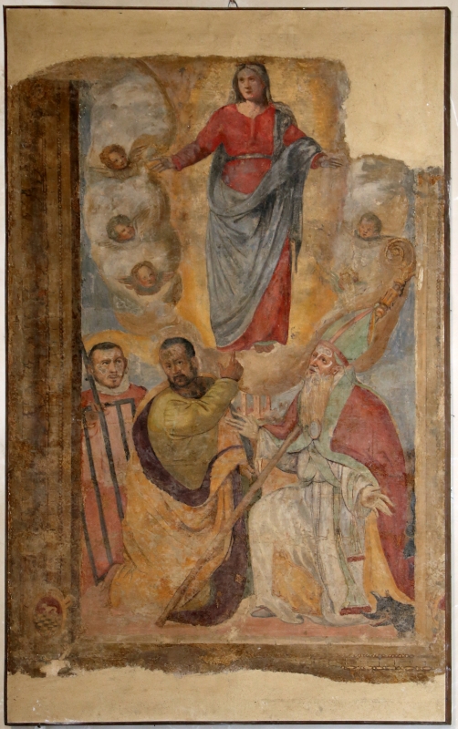 Forlì, san mercuriale, interno, cappella del ss. sacramento, ss. lorenzo, jacopo e mercuriale indicano l'assunta - Sailko