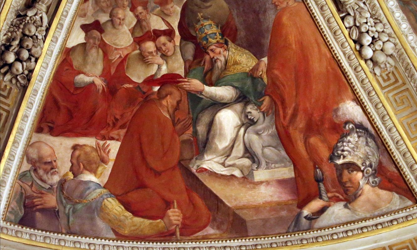 Livio Modigliani, soffitto della cappella di san mercuriale, storie di san girolamo, 1598 ca. 11 nomina a cardinale 1 - Sailko