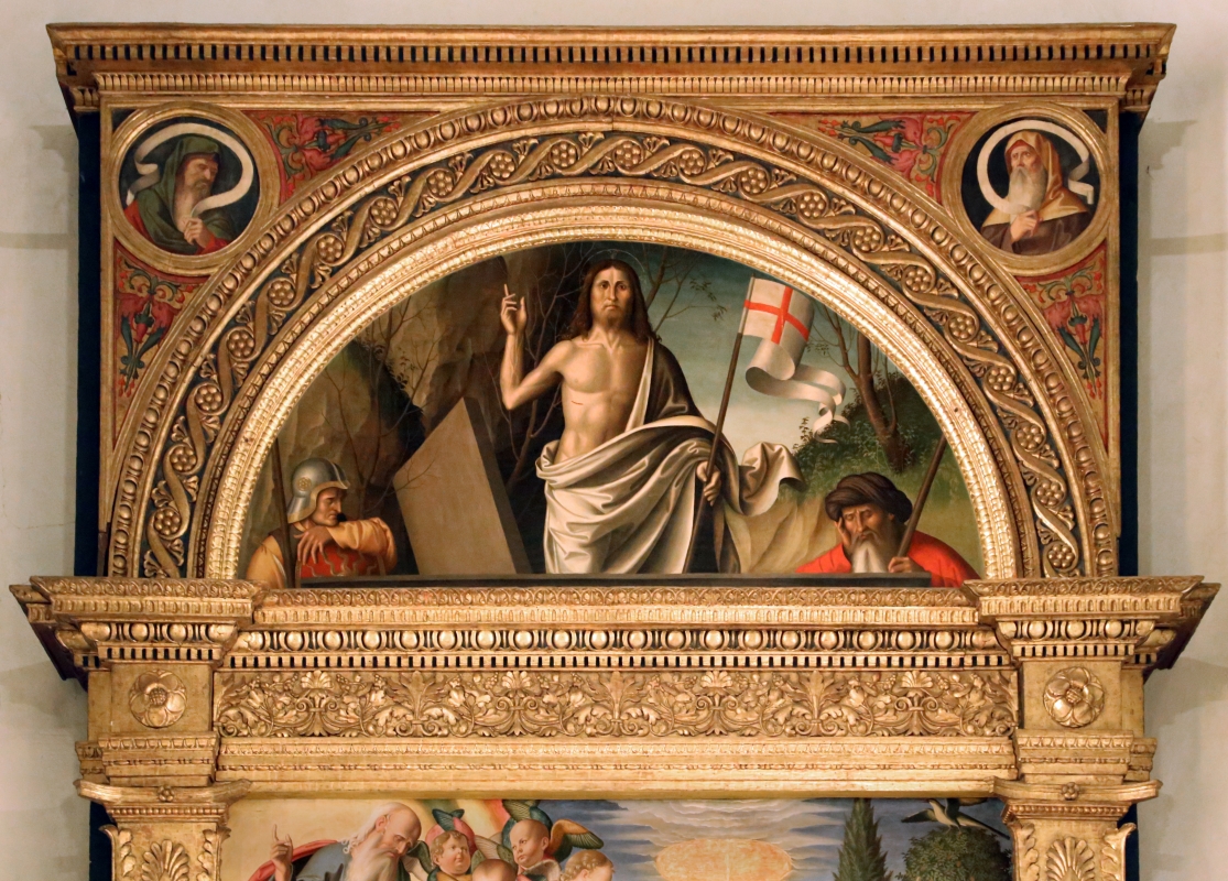 Marco palmezzano, immacolata coi ss. agostino, anselmo e stefano, e lunetta con resurrezione, 1509, 03 - Sailko