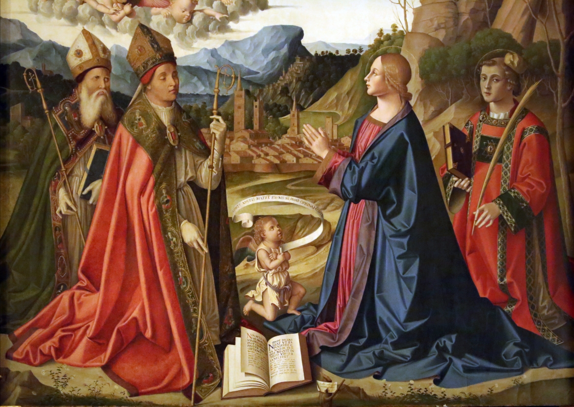 Marco palmezzano, immacolata coi ss. agostino, anselmo e stefano, e lunetta con resurrezione, 1509, 05 - Sailko
