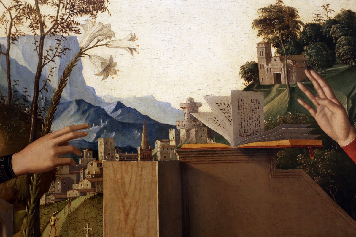 Marco palmezzano, annunciazione, 1495-97 ca., da s.m. del carmine a forlì, 06 apesaggio - Sailko