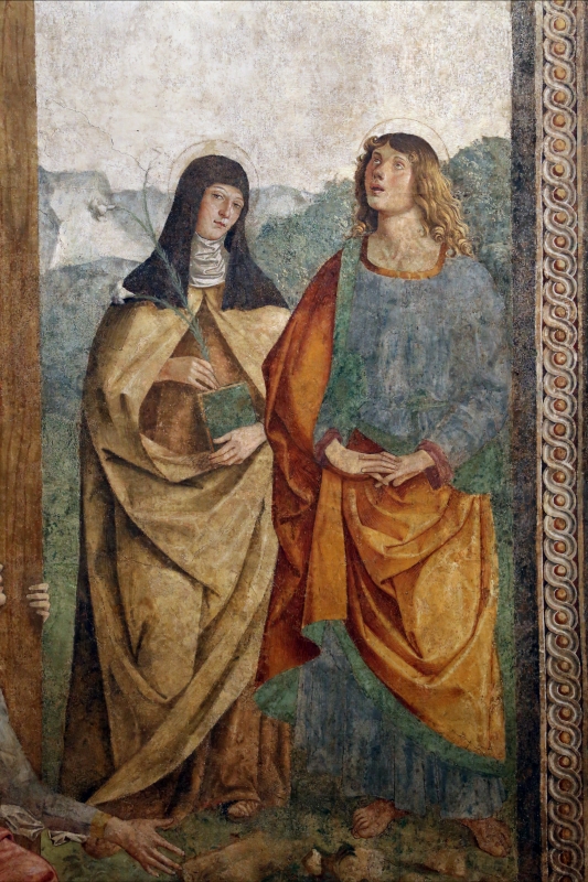 Marco palmezzano, crocifissione e santi, 1492, da s.m. della ripa a forlì, 0chiara e giovanni - Sailko