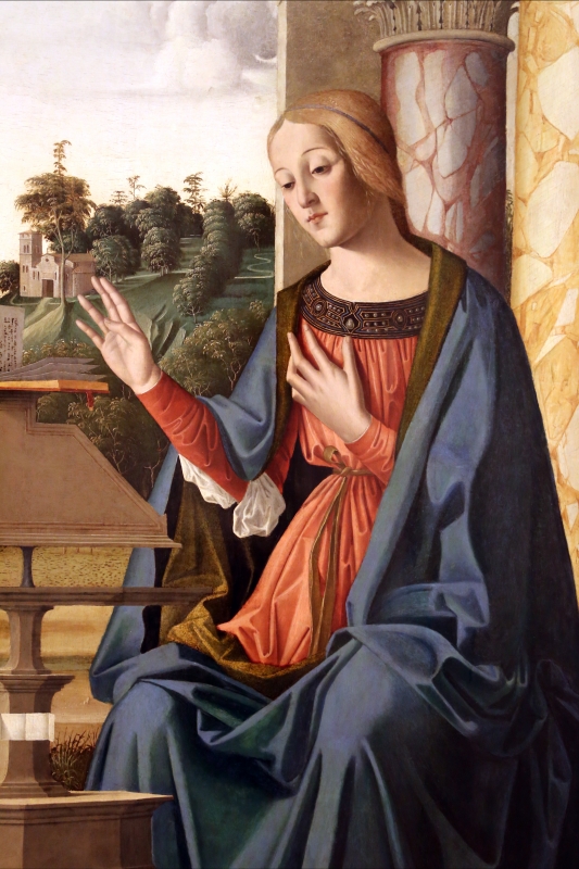 Marco palmezzano, annunciazione, 1495-97 ca., da s.m. del carmine a forlì, 08 madonna - Sailko