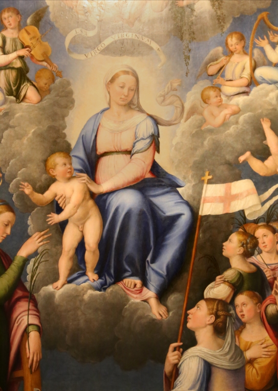 Luca longhi, madonna col bambino con s. caterina, s. orsola e le vergini, 1555, 03 - Sailko