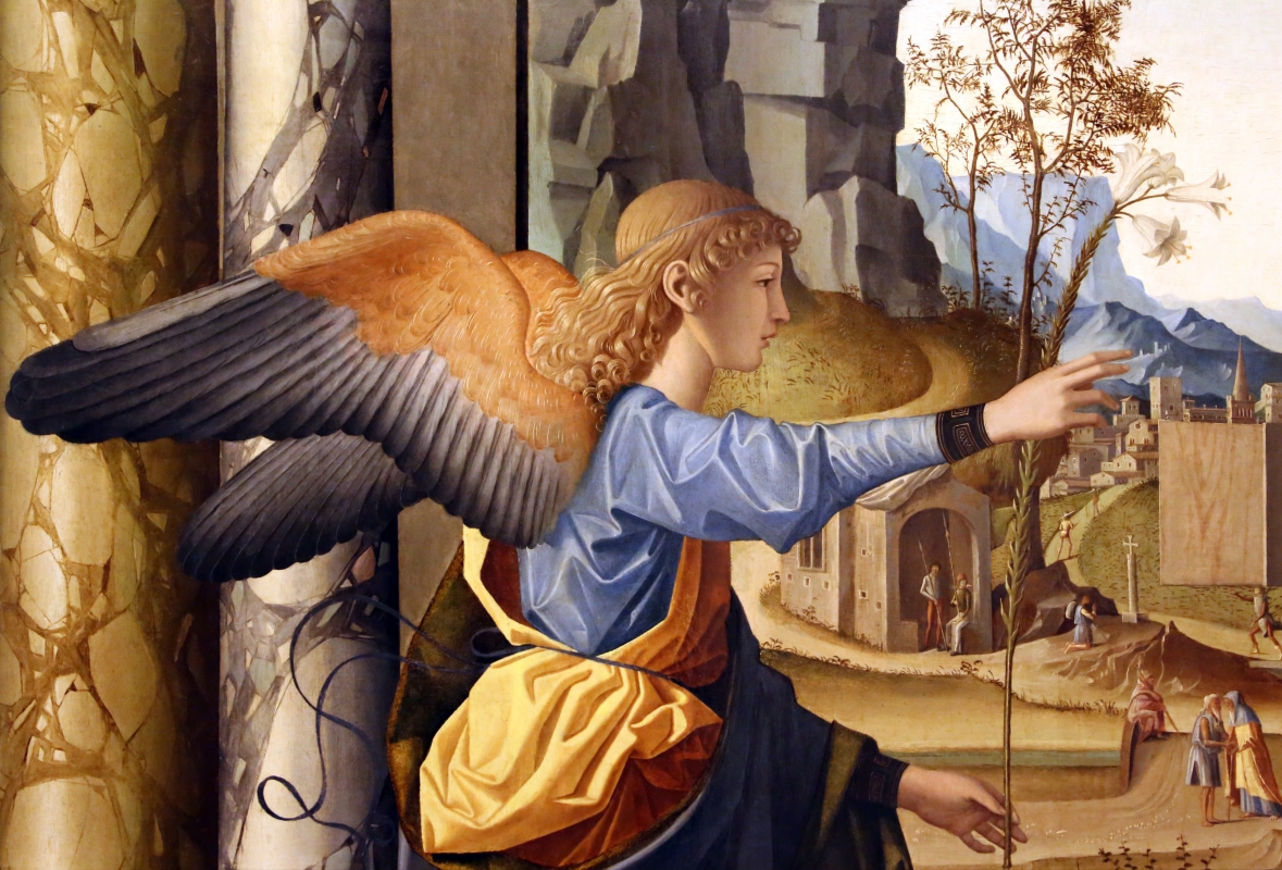 Marco palmezzano, annunciazione, 1495-97 ca., da s.m. del carmine a forlì, 04 angelo - Sailko