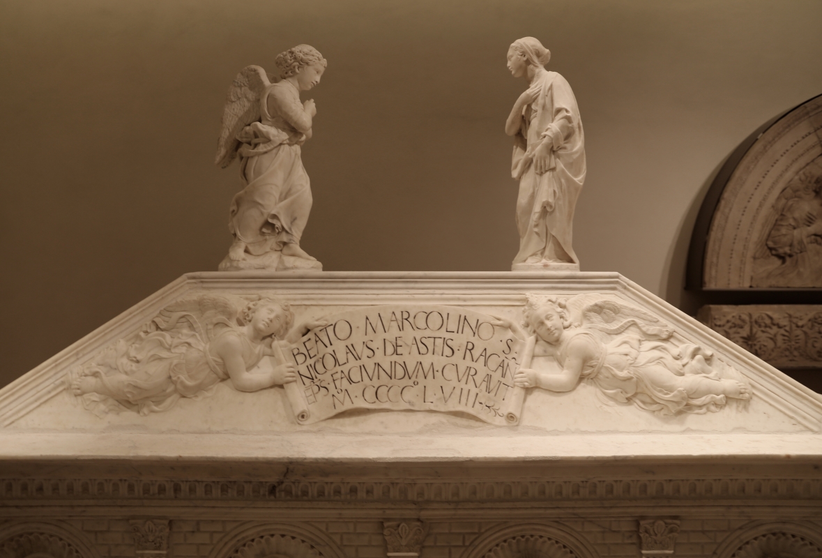 Antonio rossellino, sarcofago del beato marcolino amanni, 1458, da s. giacomo in s. domenico a forlì, 04 annuncizione - Sailko