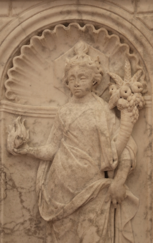 Antonio rossellino, sarcofago del beato marcolino amanni, 1458, da s. giacomo in s. domenico a forlì, virtù, carità 02 - Sailko