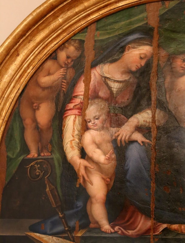 Girolamo marchesi da cotignola, madonna col bambino tra due angeli, santi e il committente (pala orsi), 1520-30 ca., da san mercuriale 02 - Sailko