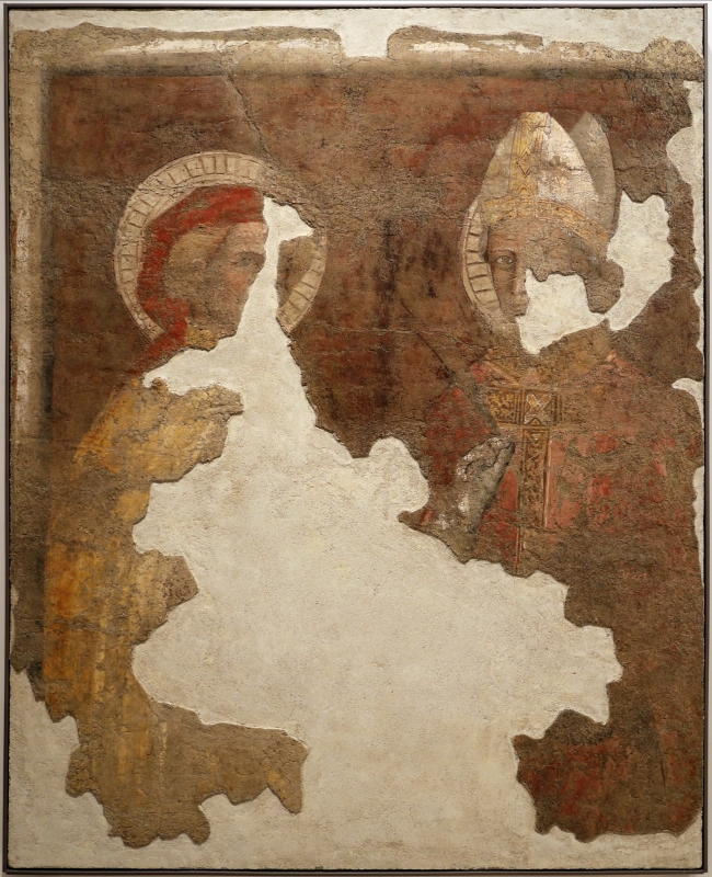 Scuola romagnola, san donnino e un santo vescovo, 1390 ca., da s. mercuriale - Sailko