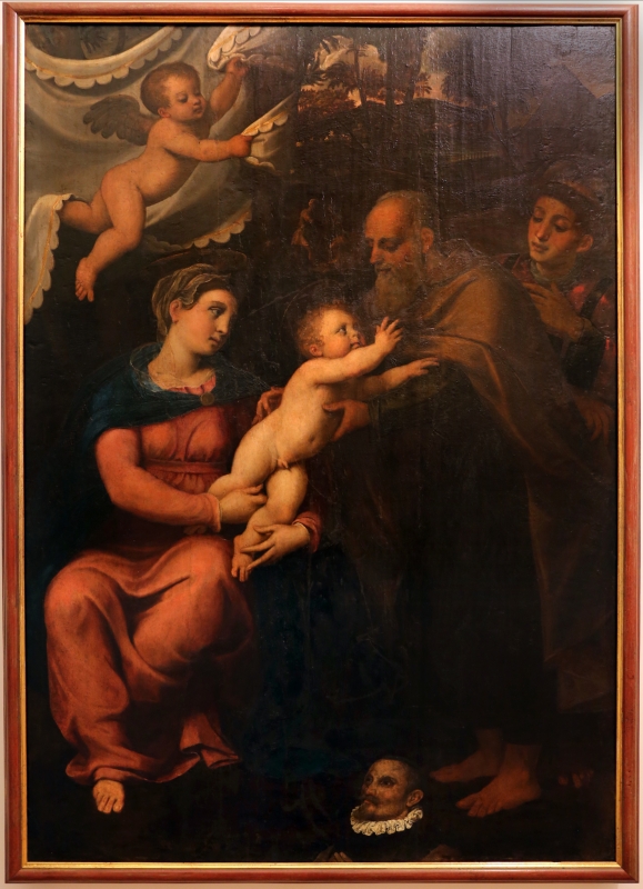 Francesco menzocchi, sacra famiglia con santo stefano e un committente, 1540-50 ca., da s.m. dei servi a forlì 01 - Sailko