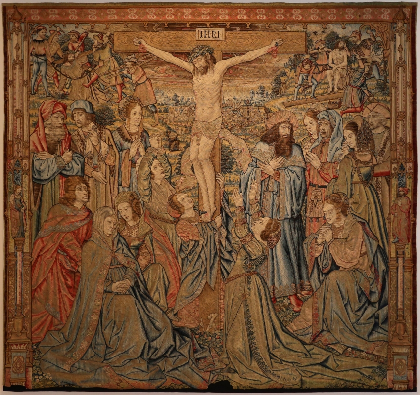 Manifattura fiamminga, arazzo con crocifissone ed episodi della passione, da s, agostino a forlì, 1511-25, 01 - Sailko