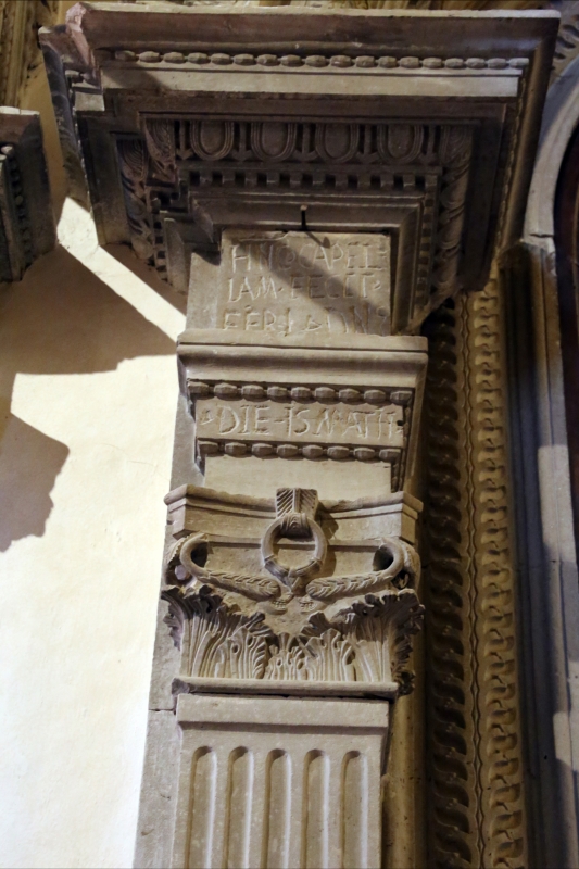 Pianetto (galeata), santa maria dei miracoli, interno, iscrizione presso altare della visitazione 1 - Sailko