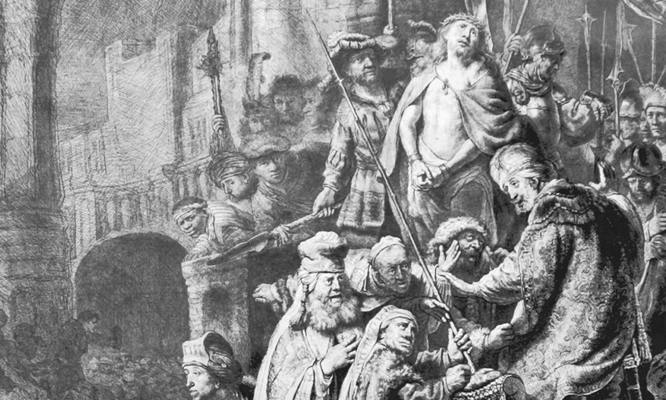Rembrandt Harmenszoon Van Rijn, Ecce homo, incisione all'acquaforte, 1636. - Salvatore Mirabella
