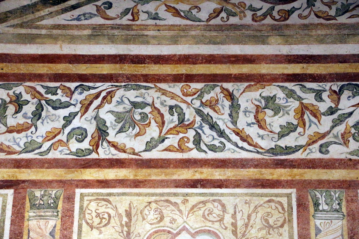 Pomposa, abbazia, refettorio, affreschi giotteschi riminesi del 1316-20, ornati 06 - Sailko