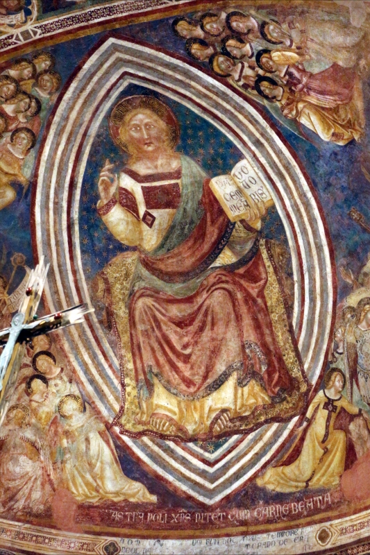 Vitale da bologna e aiuti, cristo in maestà, angeli, santi e storie di s. eustachio, 1351, 03 - Sailko