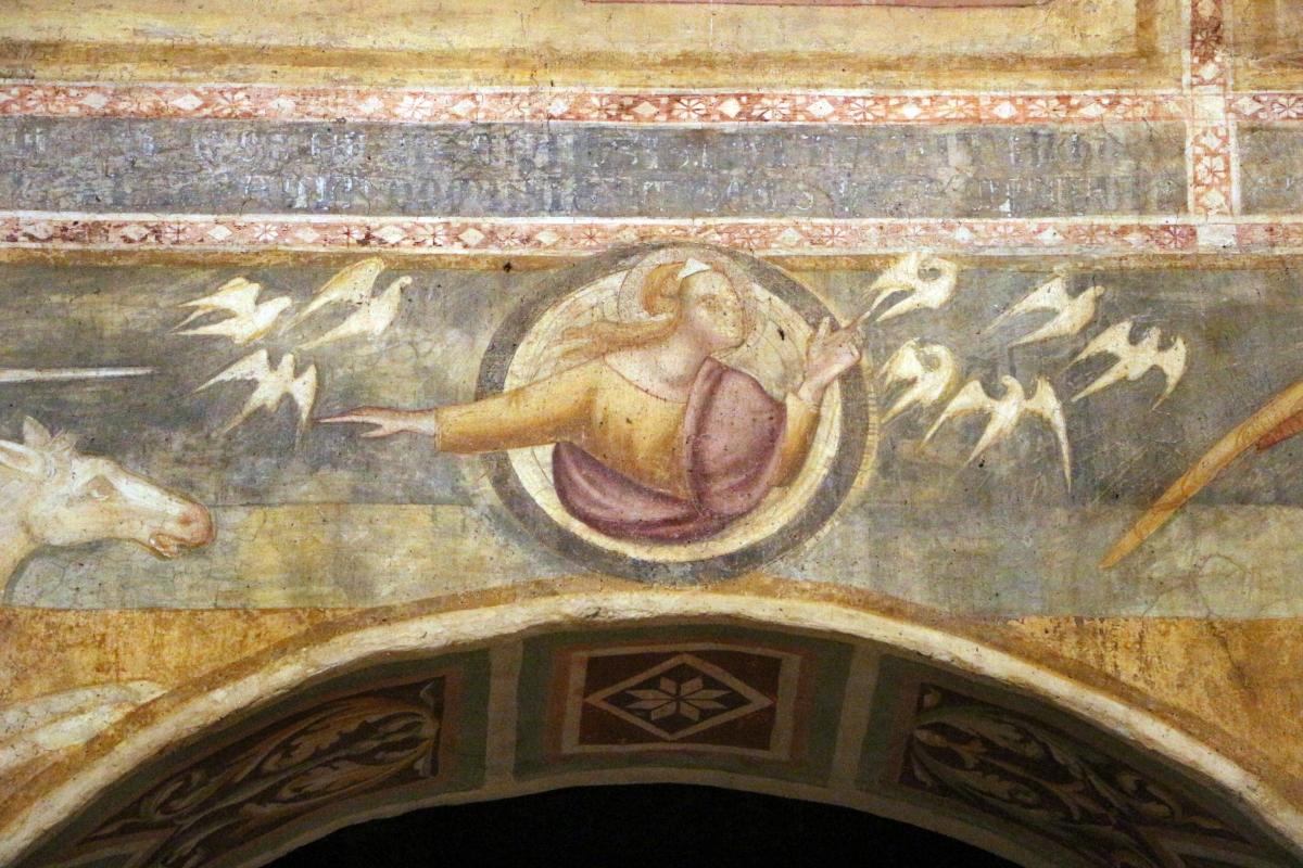 Scuola bolognese, ciclo dell'abbazia di pomposa, 1350 ca., apocalisse, 18 sette uccelli 1 - Sailko