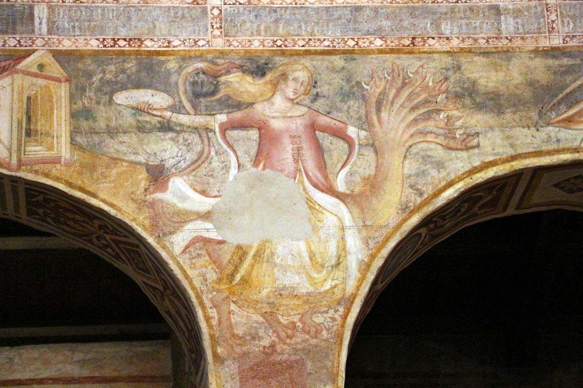 Scuola bolognese, ciclo dell'abbazia di pomposa, 1350 ca., apocalisse, 16 bebilonia grande meretrice 2 - Sailko