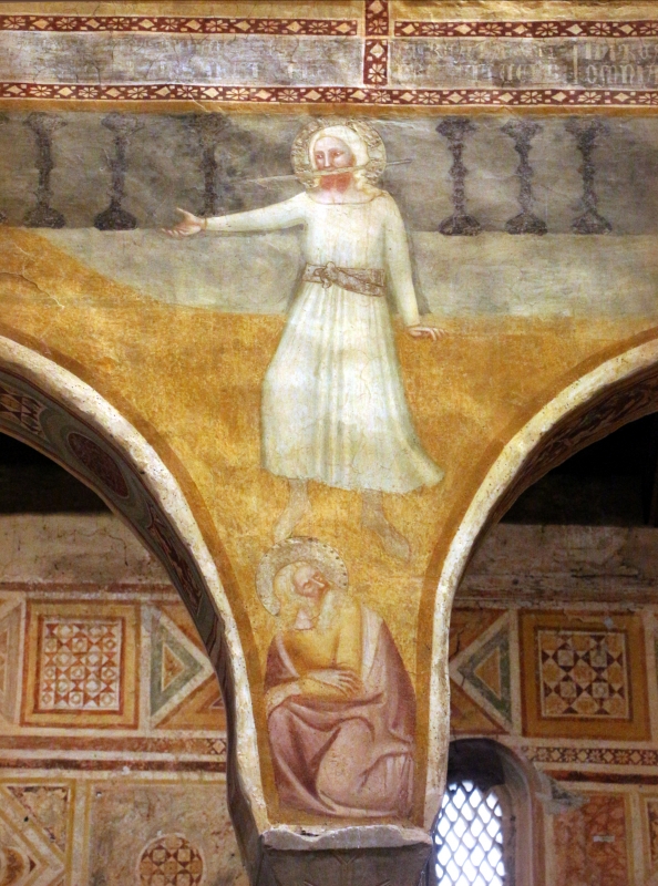 Scuola bolognese, ciclo dell'abbazia di pomposa, 1350 ca., apocalisse, 02 parola di gesù affilata come spada 1 - Sailko