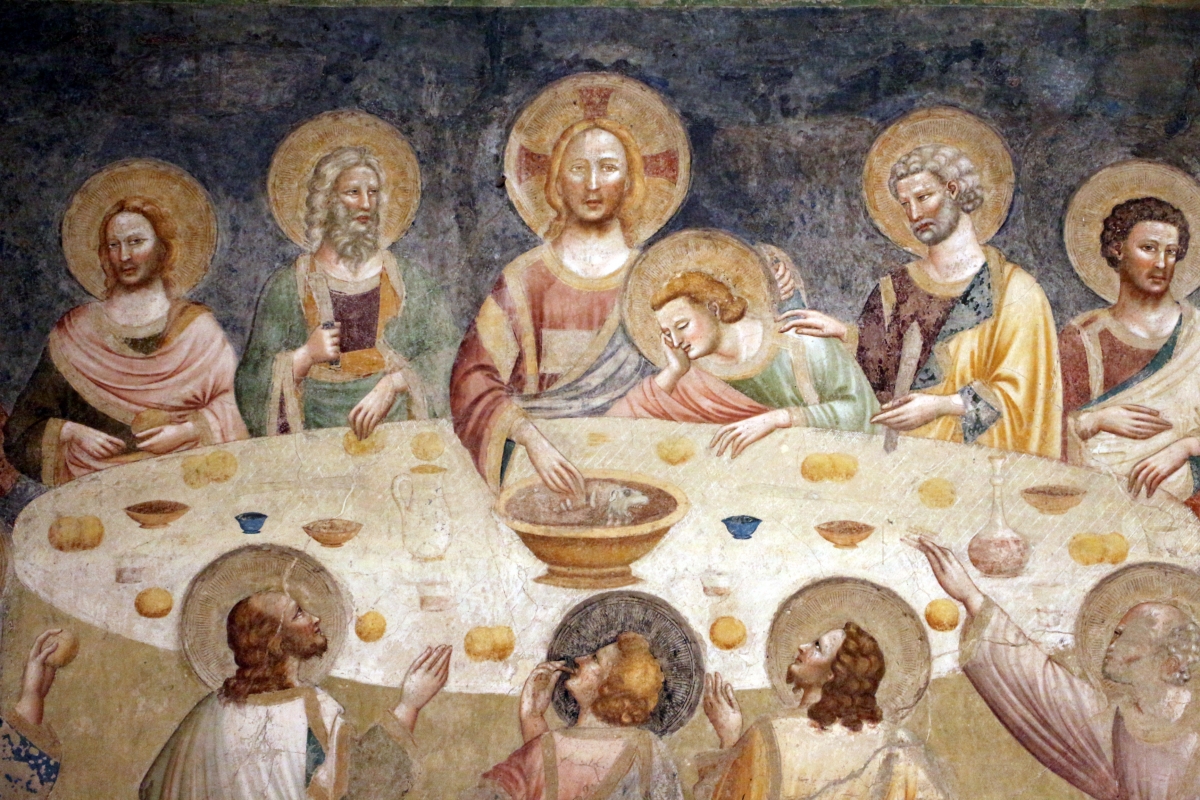 Pomposa, abbazia, refettorio, affreschi giotteschi riminesi del 1316-20, ultima cena 02 - Sailko