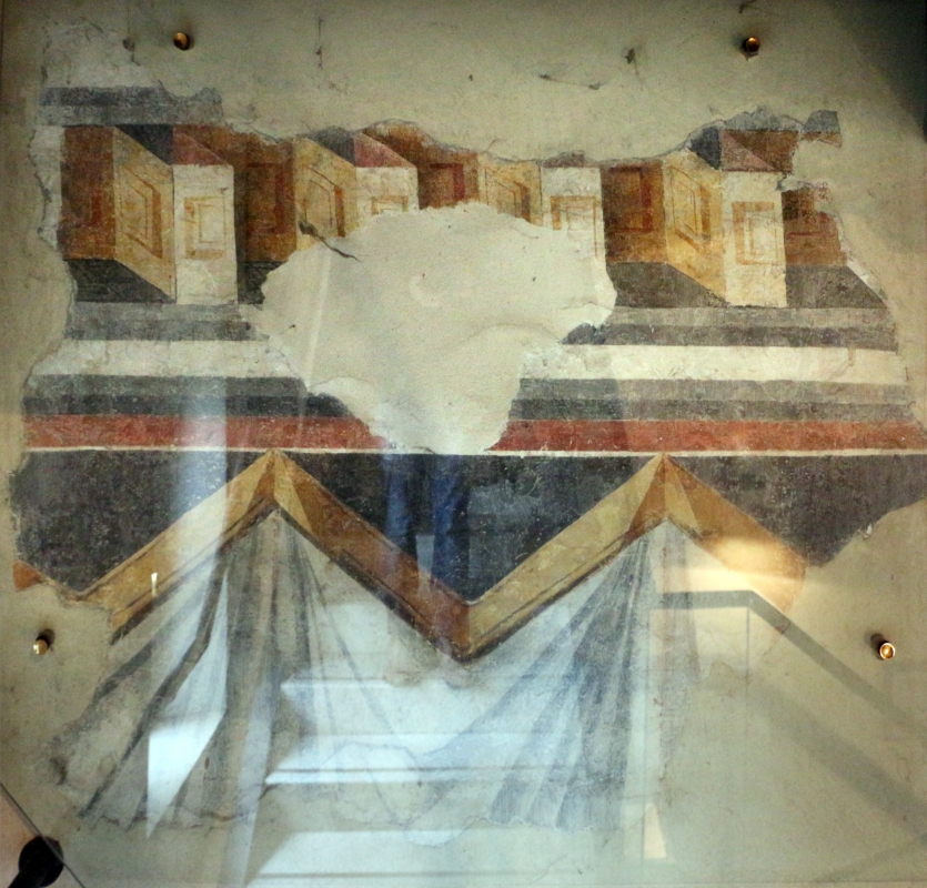 Museo pomposiano, affreschi a finto fregio e tendaggi, xiv secolo - Sailko