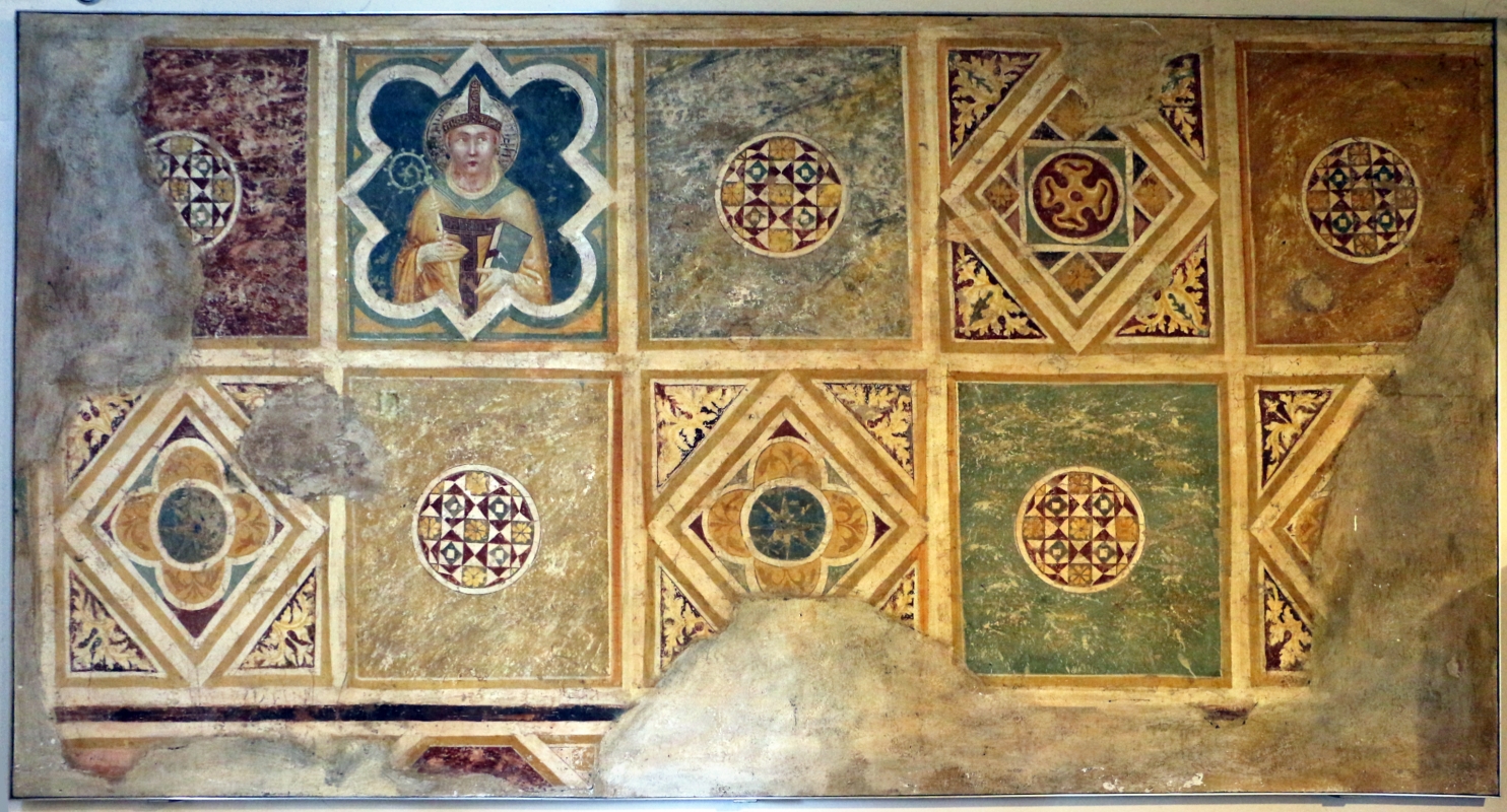 Scuola riminese, affreschi geometrici con bustini di santi, 1350-1400 ca. 01 - Sailko