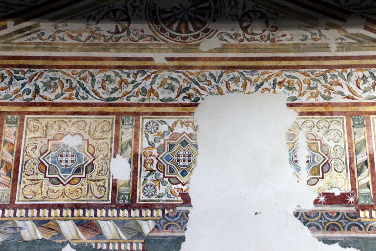 Pomposa, abbazia, refettorio, affreschi giotteschi riminesi del 1316-20, ornati 02 - Sailko
