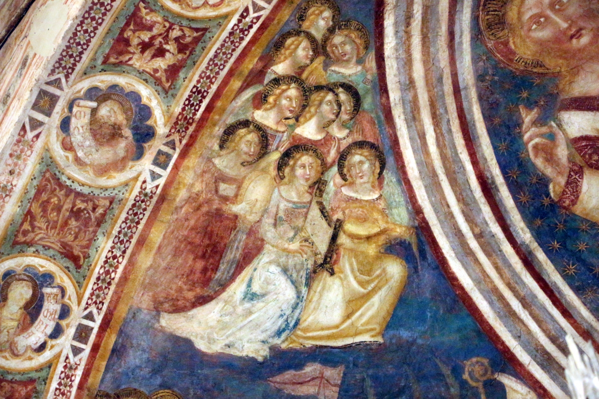 Vitale da bologna e aiuti, cristo in maestà, angeli, santi e storie di s. eustachio, 1351, 04 - Sailko