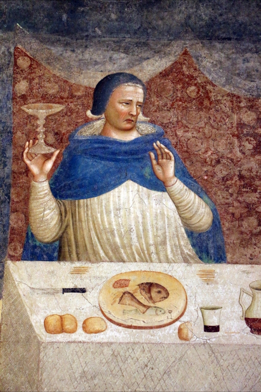 Pomposa, abbazia, refettorio, affreschi giotteschi riminesi del 1316-20, miracolo dell'abate guido strambiati 03 - Sailko