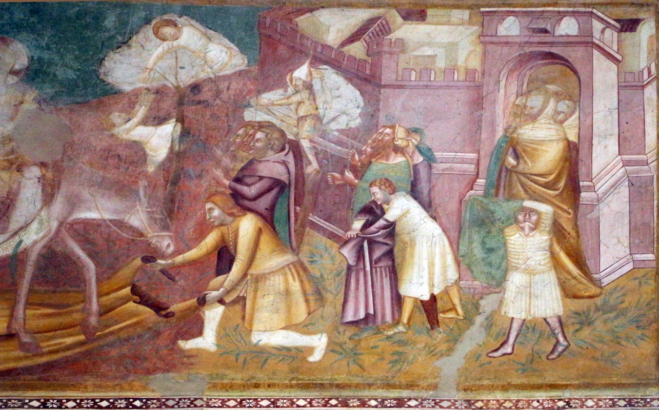 Scuola bolognese, ciclo dell'abbazia di pomposa, 1350 ca., nuovo testamento, 11 entrata in gerusalemme 2 - Sailko